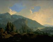 An Italian Landscape with Mountains and a River - 约瑟夫·怀特·德比